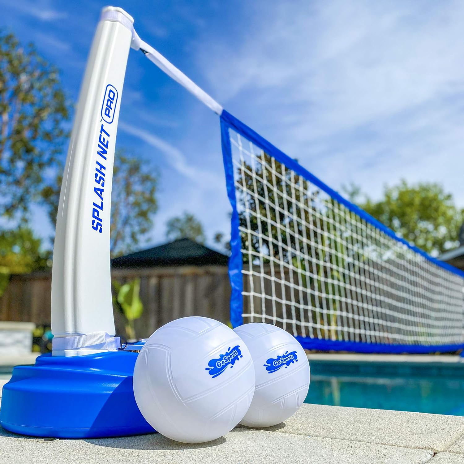 GoSports Splash Net PRO Pool Volleyball Net Includes 2 Water Volleyballs and Pump, Blue : Sports & Outdoors