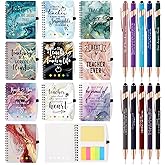 Kosiz Graduation Teacher Appreciation Gifts Bulk Inspirational Spiral Notebooks with Motivational Ballpoint Pens Thank You Journals Supplies for Teacher Employee Coworker(10 Sets)