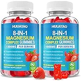 Magnesium Complex Gummies for Women Men 8 in 1, Magnesium Glycinate, Citrate, Malate, Taurate, for Bones, Muscle, Nerve Health, Sugar-Free, Vegan Non-GMO, Strawberry Flavor, 120 Count