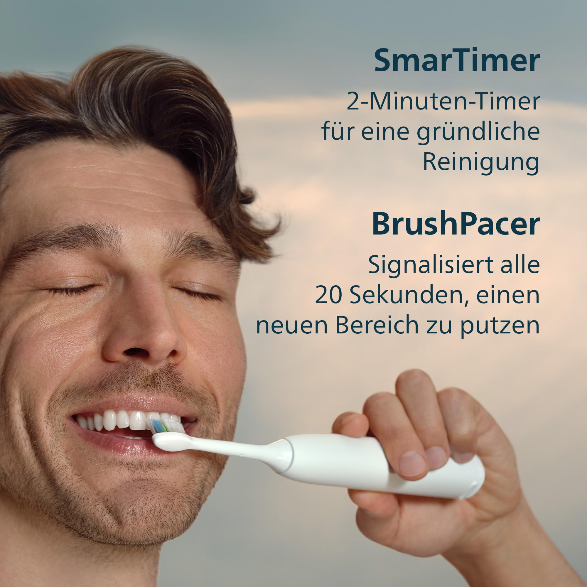 Philips Sonicare 5500 elektrische Zahnbürste, Schallzahnbürste mit 2 Putzmodi, Andruckkontrolle, EasyStart, SmarTimer und BrushPacer, Weiß, Modell HX7110/02 [Neue Technologie] 9