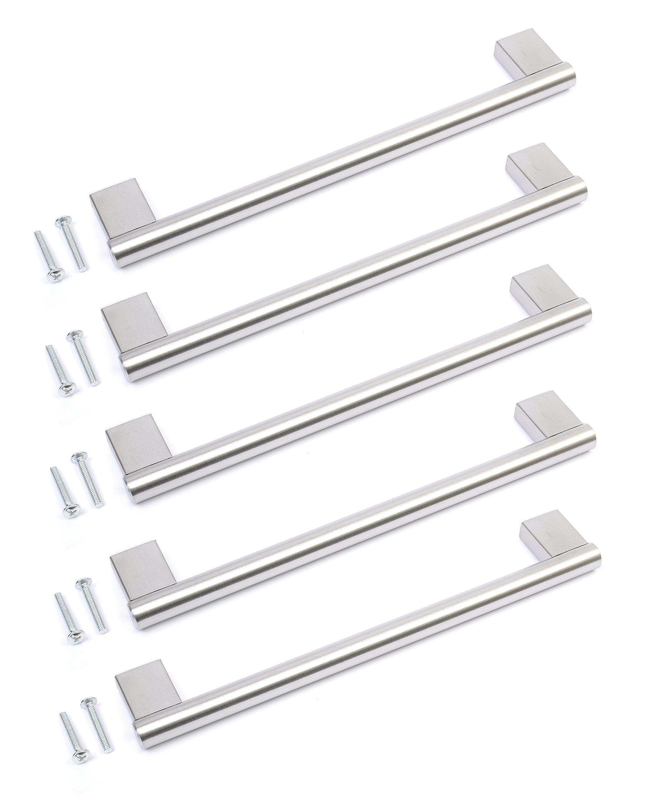 BSM Marketing Kitchen Cupboard Cabinet Keyhole Boss Bar Door Handle Knob Brushed Stainless Steel (5, 192mm)