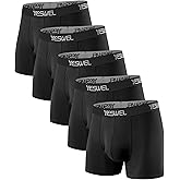 YESWEL Modal Underwear Men 5 Pack Breathable Boxer Briefs with Open Fly, Moisture Wicking Boxers Trunks Multipack