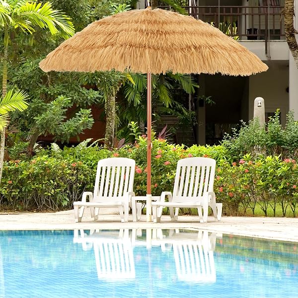 canvas patio umbrella steel pole 10' Round Sunbrella Canvas Flax Outdoor Patio Umbrella with Faux Wood Metal  Frame + Reviews
