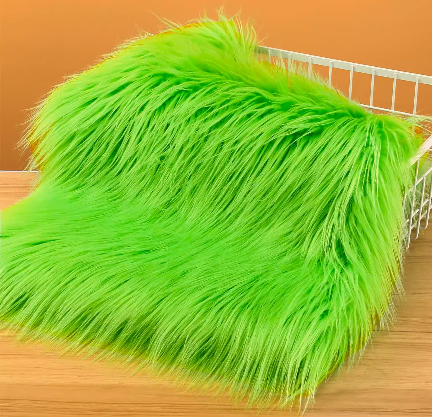 Photo 1 of 10" X 20" Inches Green Faux Fur Fabric Square Patches for Crafts, Sewing, Costumes, Seat Pads Craft Furr