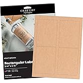 3-1/2 x 4-3/4 inch Rectangle Stickers Kraft Large Wine Labels for Bottles Printable Paper Brown Color, 100 Labels, for Inkjet and Laser Printer, Vinyl Sheets Address Personalized Wedding Craftiff
