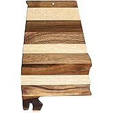 Totally Bamboo Rock & Branch Shiplap Series Alabama State Shaped Wood Cutting Board and Charcuterie Serving Platter, Includes Hang Tie for Wall Display