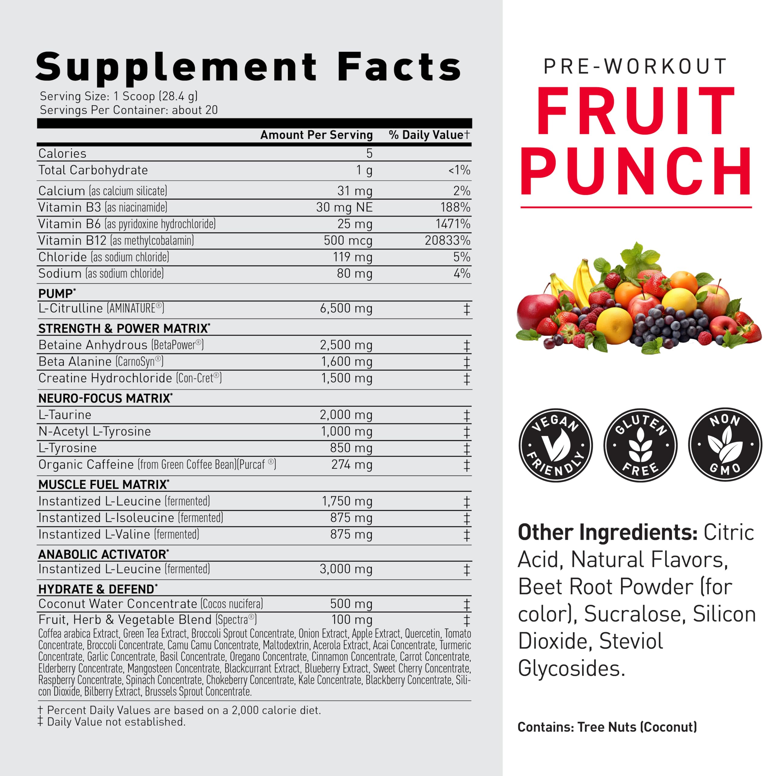 Kaged Original Pre-Workout Powder, Fruit Punch, Pre Formulated with Creatine, Beta Alanine, Pure Caffeine, 20 Servings