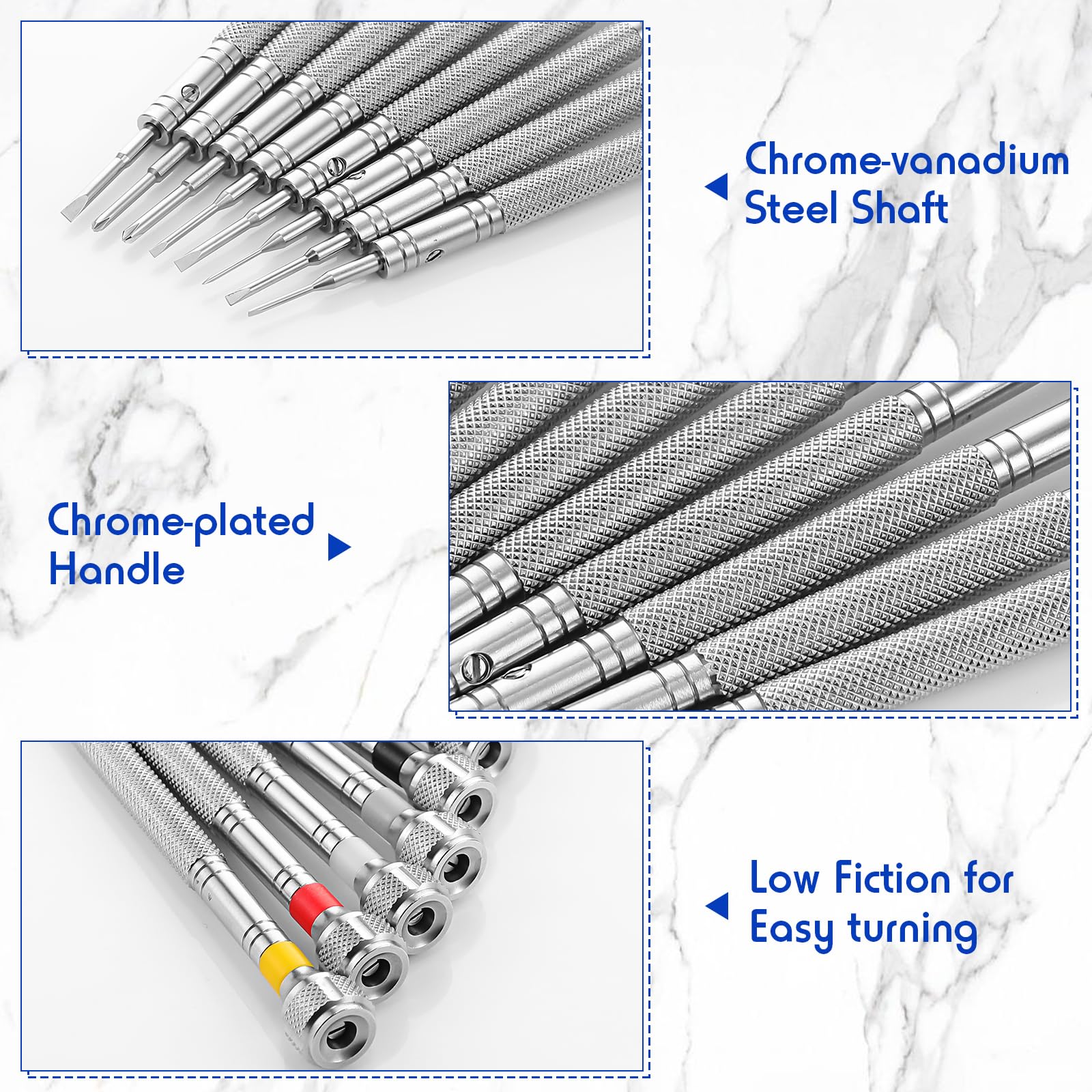 Chumia 8 Pieces Precision Jewelers Screwdriver Set, Micro Watch Repair Screwdriver Set 0.6-1.6 mm for Watch, Eyeglasses, Jewelry Work, Electronics Repair(Flathead, Phillips)