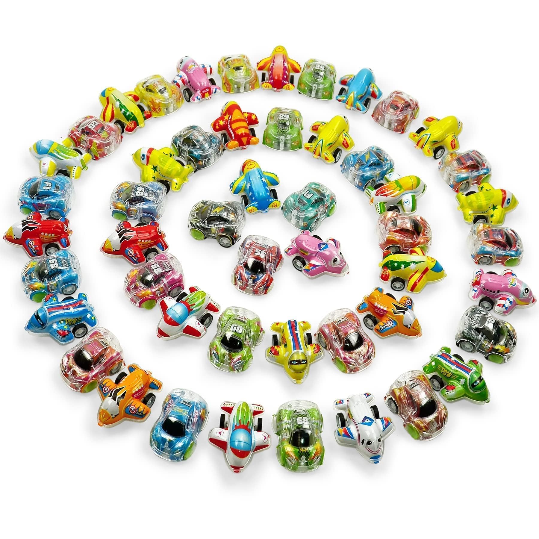 Vileafy 50 Pull Back Cars and Planes – Bulk Treasure Box Toys for Classroom, Easter Egg Stuffers, Party Favors for Kids 3-5,Carnival Prizes and Goodie Bags Stuffers for Boys and Girls