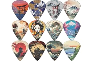 SOUTH FEATHER 12 Pack Guitar Picks, Ukulele Picks Japenese Art Guitar Picks, 0.71mm Medium Guitar Plectrums Guitar Picks, Acoustic Guitars Electric Guitar Pick, Bass Ukulele Electric Guitars Picks