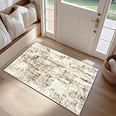 FMFUNCTEX Entryway Rug 2x3 Washable Brown Beige Modern Abstract Door Mat Non Slip Low Pile Indoor Carpet Soft Small Entrance Throw Rugs for Entrance Entry Bedroom Kitchen Bathroom Laundry