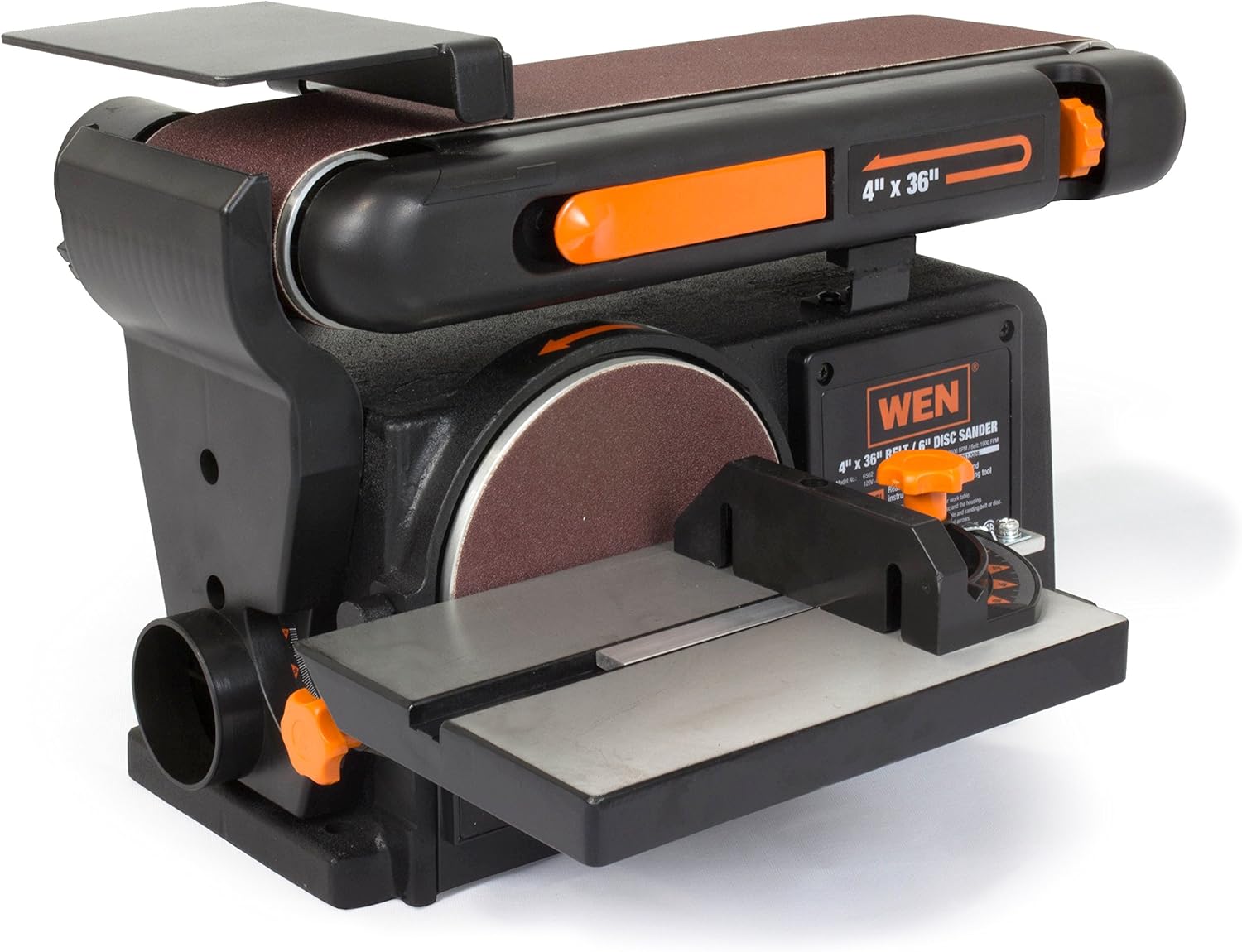 WEN 6502T 4.3-Amp 4 x 36 in. Belt and 6 in. Disc Sander with Cast Iron Base - - 