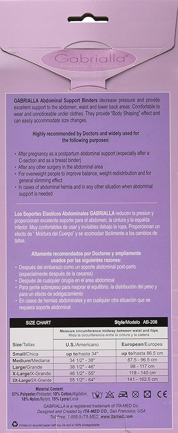 Gabrialla Women S Breathable Abdominal Back Support Binder Ab 208 Black Medium