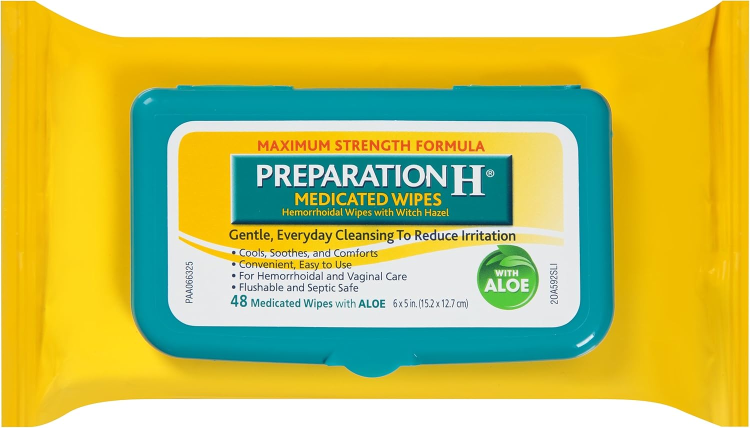 Preparation H Flushable Medicated Hemorrhoid Wipes, Maximum Strength Relief with Witch Hazel, Pouch (2 x 48 Count, 96 Count): Health & Personal Care