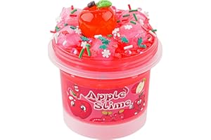 Okaybee Apple Red Clear Slime, Crunchy Slime with Jelly Cube Slimes Add-ins, Slimes Party Favors for Kids, Girls Gifts & Boys