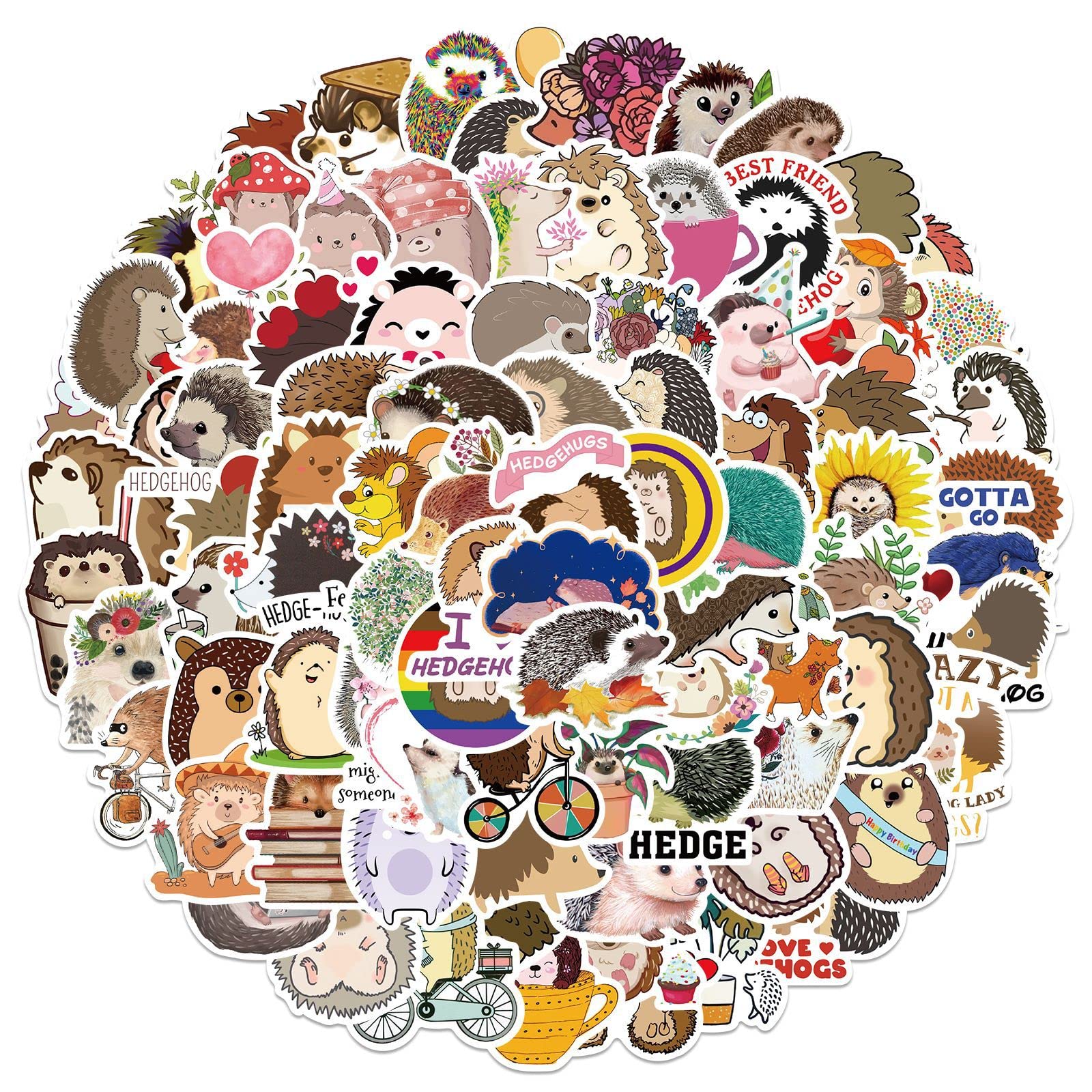 100Pcs Cute Hedgehog Stickers for Water Bottles Tumbler Luggage Skateboard Bumper Scrapbook Mug, Sticker Gift for Kids Teens Adults