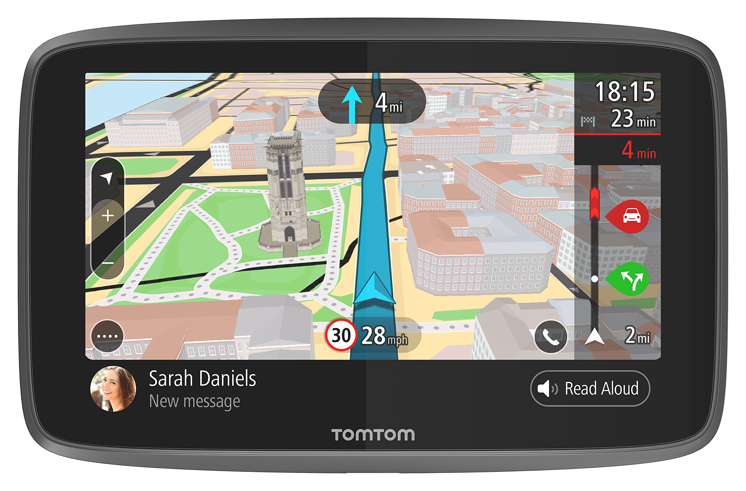 TomTom Car Sat Nav GO 6200, 6 Inch with Handsfree Calling, Siri, Google Now, Updates via WiFi, Lifetime Traffic via SIM Card and World Maps, Smartphone Messages, Capacitive Screen, Black