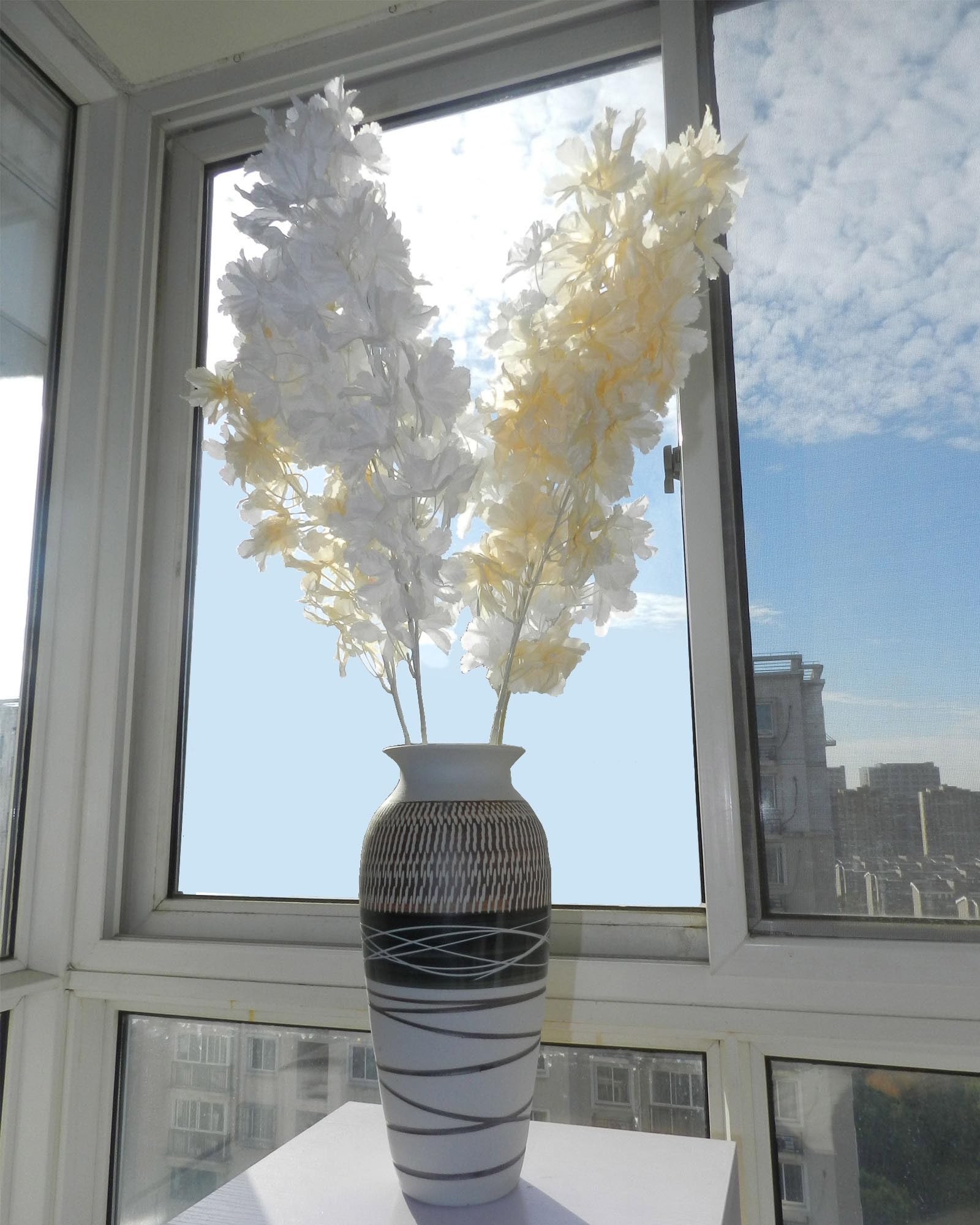 Ceramic Rustic Farmhouse Vase, 12.6" Large Vintage Flower Vase for Home Decor, Tall Boho Textured Vase for Living Room, Table, Mantel, Shelf and Centerpieces Decor and Housewarming - Image 3