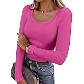ANRABESS Womens Long Sleeve Shirts Scoop Neck Ribbed Knit Slim Fitted Tops Casual Basic Tee 2025 Fall Fashion Outfits Clothes