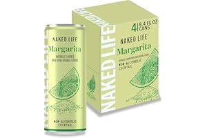 Naked Life Non-Alcoholic Drinks, Margarita - Low Calorie Alcohol-Free Spirits with Zero Sugar - 8.4 Fl Oz Cans, Pack Of 4