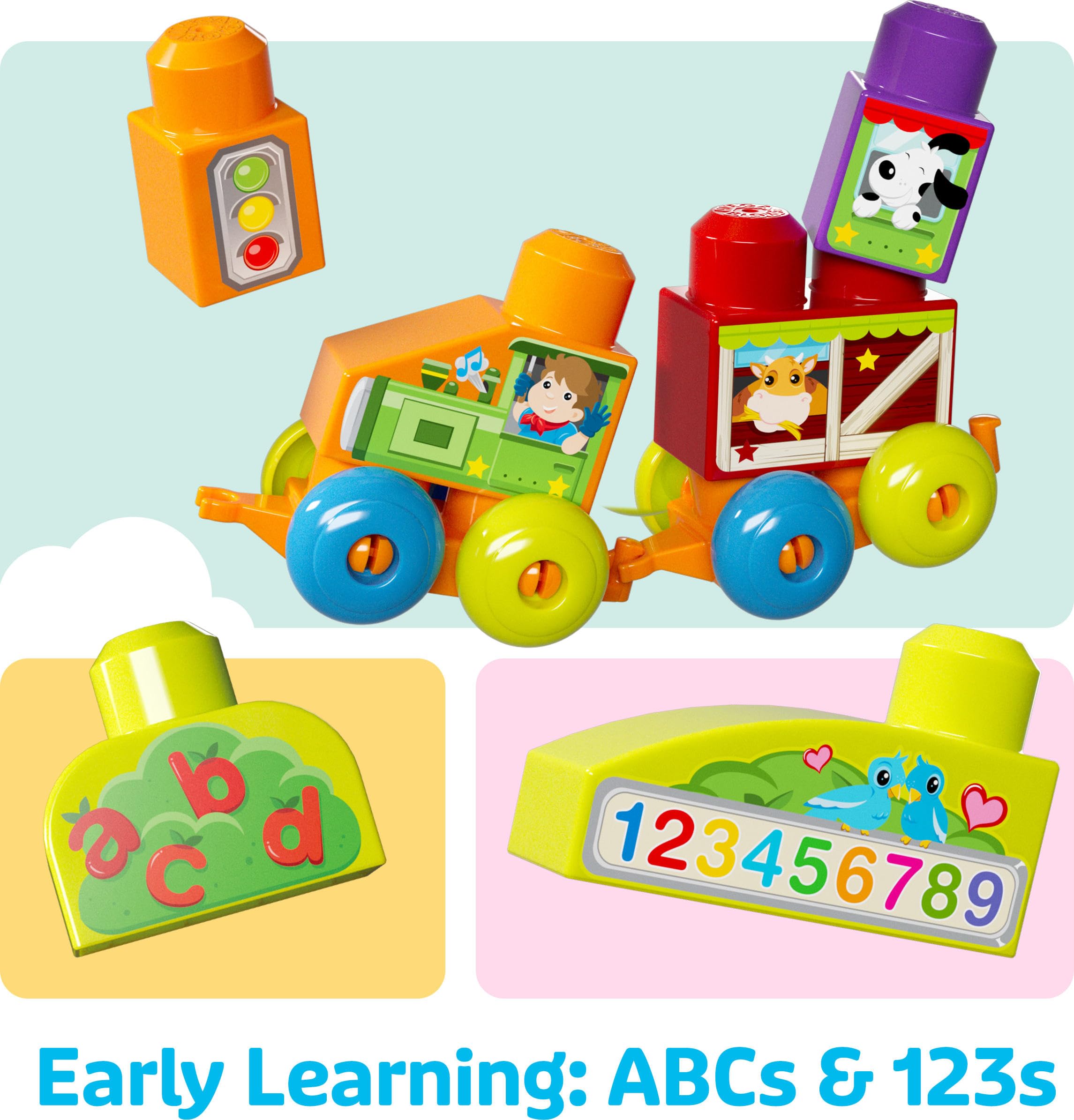 MEGA BLOKS First Builders Toddler Blocks Toy, Build ‘n Learn Portable Activity Table with 30 Pieces and Built-in Storage, Blue, Kids Ages 1+ Years (Amazon Exclusive)