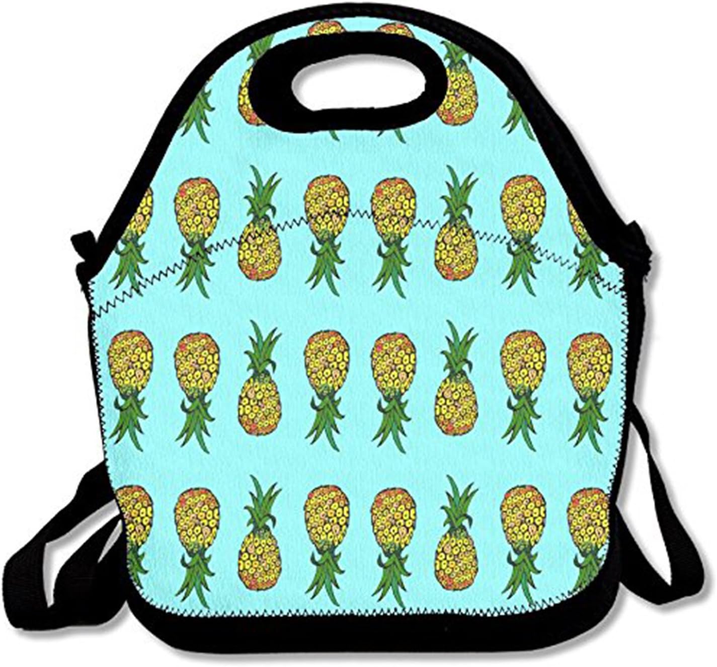 ZMvise Tiny Pineapples On Turquoise Lunch Tote Insulated Reusable Picnic Lunch Bags Boxes Men Women Kids Toddler Nurses Travel Bag