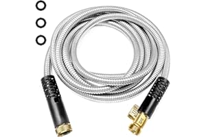 Aotiooy Metal Garden Hose 15ft, Premium Stainless Steel Leakproof Water Hose, No Kink & Tangle, Flexible, Lightweight Garden Hose