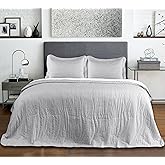 Catalonia Lightweight Summer Bedspread, Twin Size Quilt Set, 2 Pieces Bedding Coverlet-1 Quilt and 1 Pillow Sham, Grey Froest Pattern,68x90 inches
