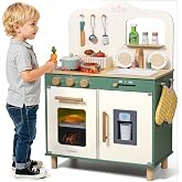 Kids Wooden Play Kitchen Set with Play Food, Pretend Play, Sink &amp; Stove | GIFT FOR ALL KIDS &ndash;A Fun Pretend kitchen toys gifts for boys and girls, ideal for birthdays, Christmas, holiday surprises.