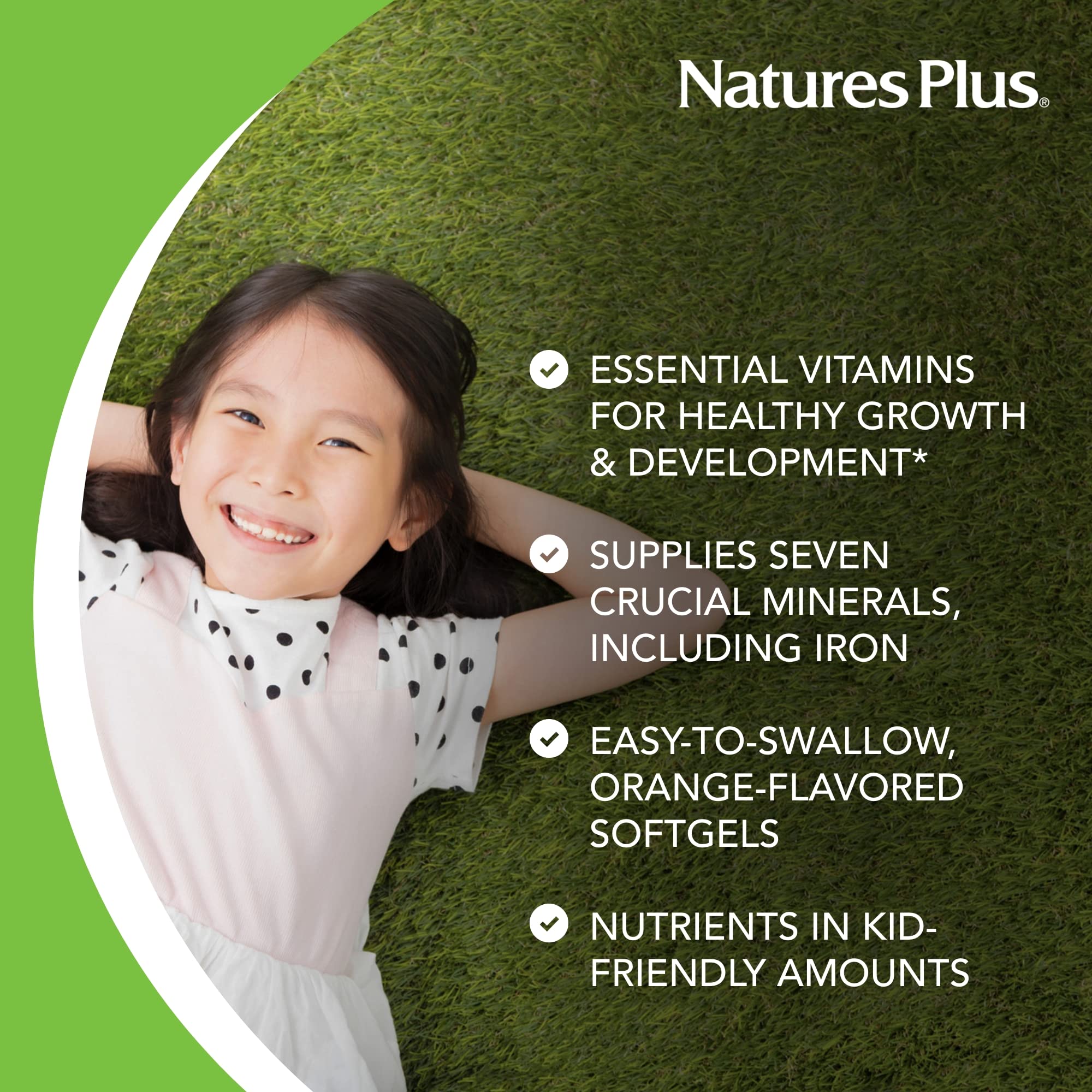NaturesPlus Childrens Vita-Gels - 180 Easy to Swallow Softgels - Natural Orange Flavor- Childrens Multivitamin & Mineral Supplement - for Health, Energy - Gluten-Free - 180 Servings