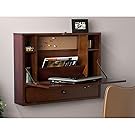 SEI Southern Enterprises Wall Mount Folding Laptop Desk, Brown Mahogany Finish