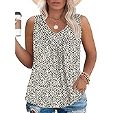VISLILY Womens-Plus-Size-Tank-Tops 2026 Casual V Neck Sleeveless T Shirts Flowy Pleated Tunics Trendy Cute Blouses XL-5XL