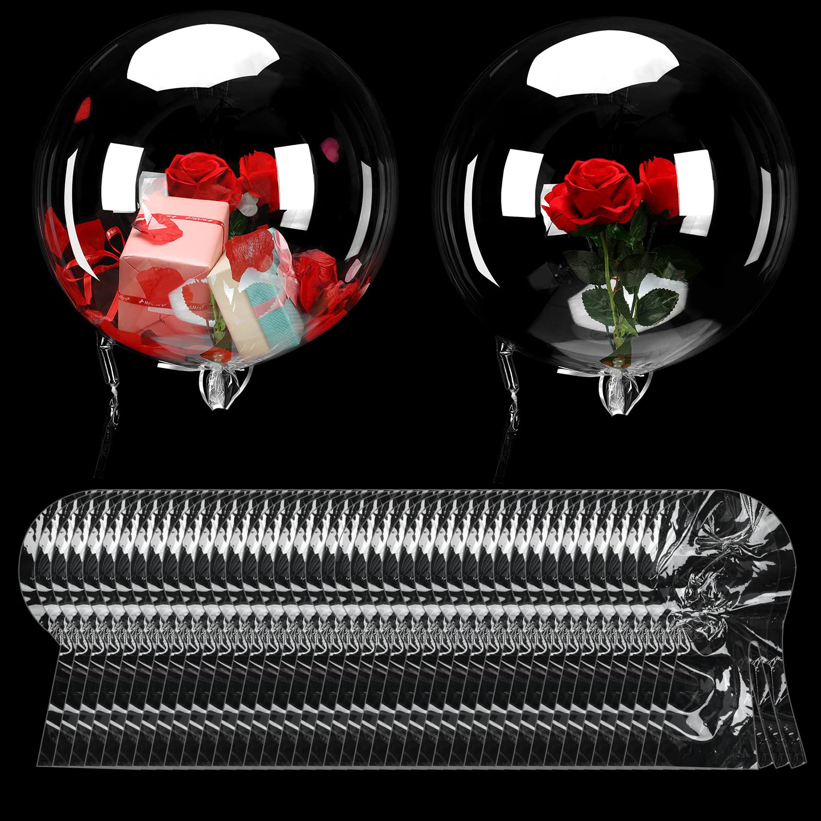 Photo 1 of 40 Pack Large Clear Balloons for Stuffing Pre Stretched Extra Wide Mouth Bobo Balloons Wedding Fillable Helium Transparent Balloon for Birthday Party(24 Inch Inflated)