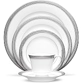 Noritake Crestwood Platinum - 5 piece place setting, White, 6" diameter