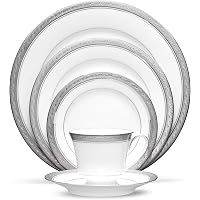 Picture of Noritake Crestwood Platinum - 5 piece place setting, White, 6" diameter