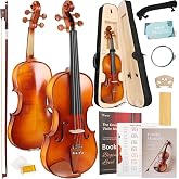 Kmise Violin 4/4 Full Size Starter Kit for Students Beginners Adults, Tough Jujube Wood Acoustic Fiddle Set with Hard Case, Bow, Rosin, Extra Strings, Shoulder Rest, Guide &amp; Chart
