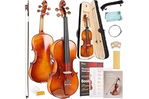 Kmise Violin 4/4 Full Set, Tough Jujube Wood Violins, Glossy Acoustic Fiddle for Adults, Beginners,Students with Violin Case, Rosin, Strings, Bow, Shoulder Rest, Beginner's Guide (Jujube, 4/4)