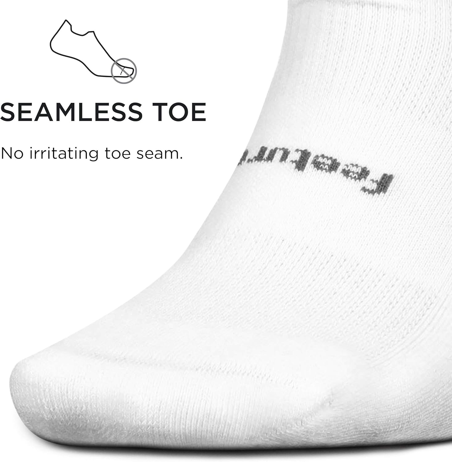 Feetures High Performance Cushion No Show Tab Sock Solid (Medium, White): Clothing