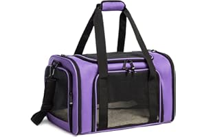 ROSEBB Cat Carrier Dog Carrier Pet Carrier Cat Bags for Small Medium Cats Dogs Puppies of 15 Lbs,of Airline Approved Small Dog Bag Soft Sided,Collapsible Travel Puppy Carrier(Medium, Purple)