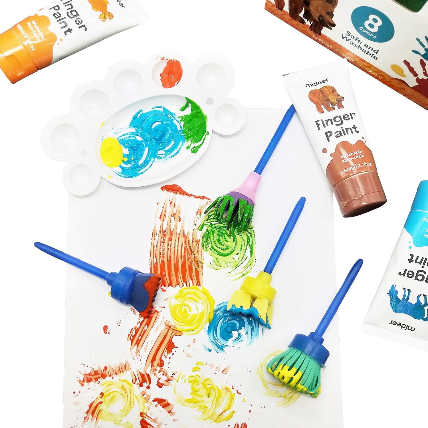 XIANGZI Finger Paint Sponges for Kids,Sponge Painting Brushes Set,Toddler Paint Set,Paint Set for Kids 6-12 Include Foam Brushes,Paint Roller Kit,Palette,Flower Pattern Brush,Brush Set.: Home Improvement