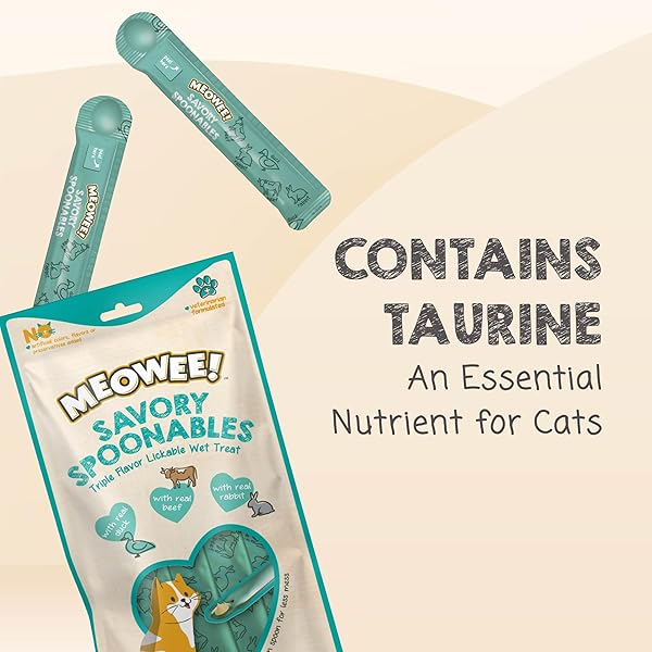 MEOWEE! SAVORY SPOONABLES WITH REAL DUCK, BEEF AND RABBIT FOR CATS, 4 COUNT, TREAT YOUR CAT TO TRIPLE FLAVOR SQUEEZABLE LICKABLE WET TREATS WITH BUILT-IN SPOON FOR LESS MESS
