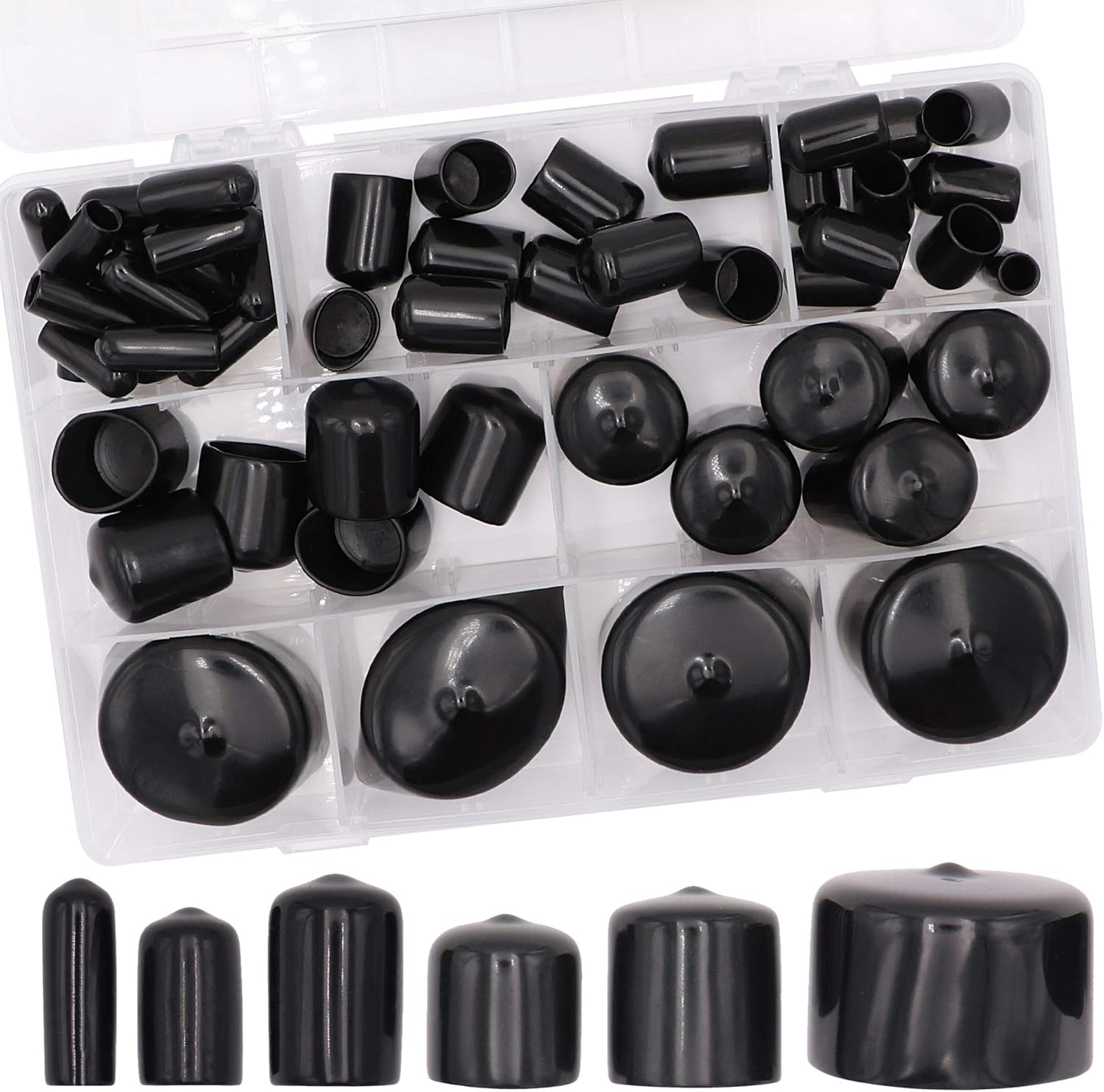 54pcs Rubber End Caps 1/4inch to 1 1/2inch ID Vinyl Round Tube Bolt