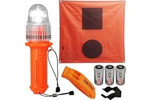 TEKTITE® SOSeFLARE 5 NO MORE FLARES! Electronic Boat Distress Flare w/Flag and Audible Signal Kit- USCG & SOLAS Compliant Marine Safety Signal - Waterproof LED & Audible Locator for Boats