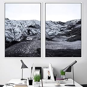 signwin 2 Piece Framed Canvas Wall Art Black...
