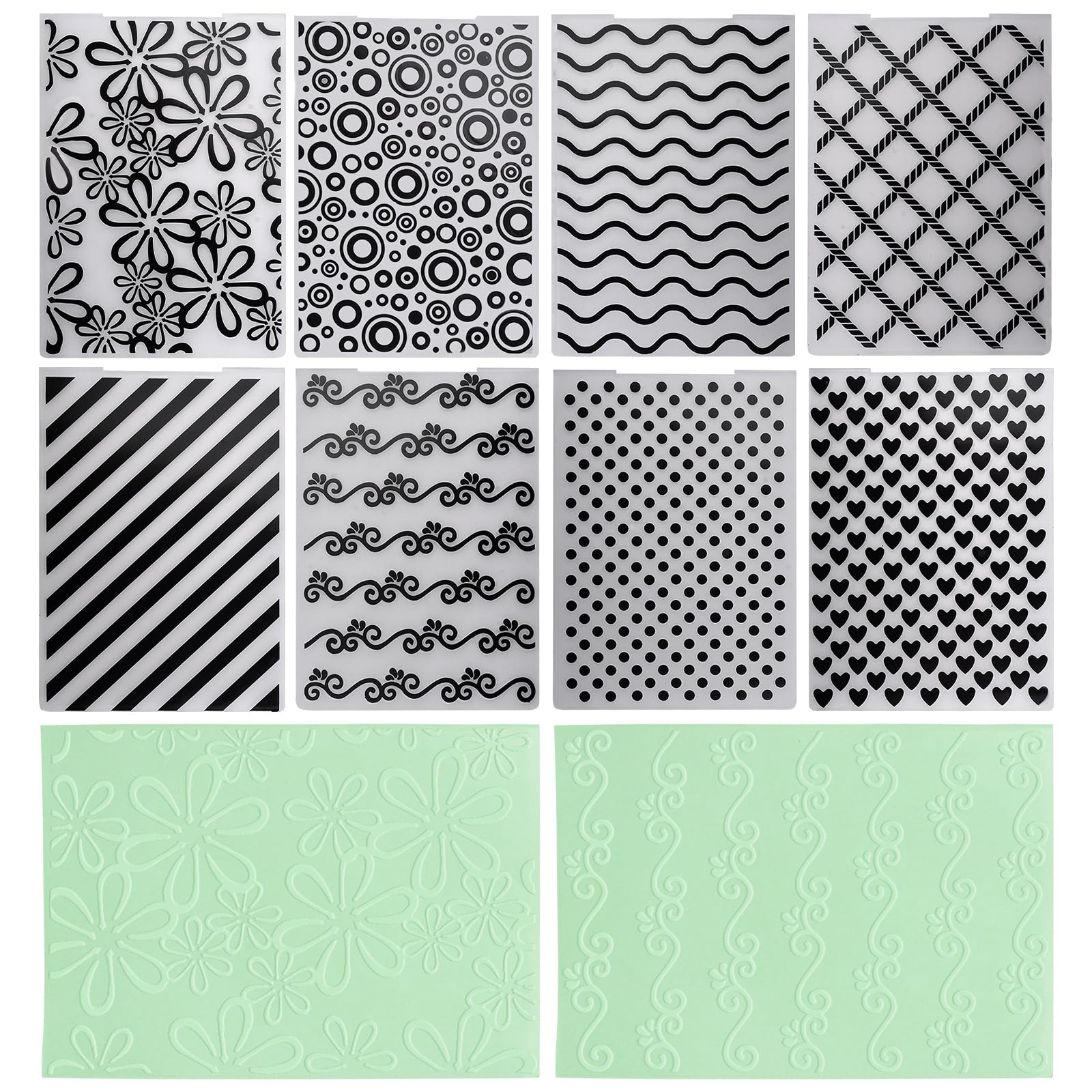 WANDIC 8 Pieces Embossing Folders, Plastic Embossing Templates Craft Paper Card Making Embossing Stencil for Scrapbook Decor Card Making DIY Craft