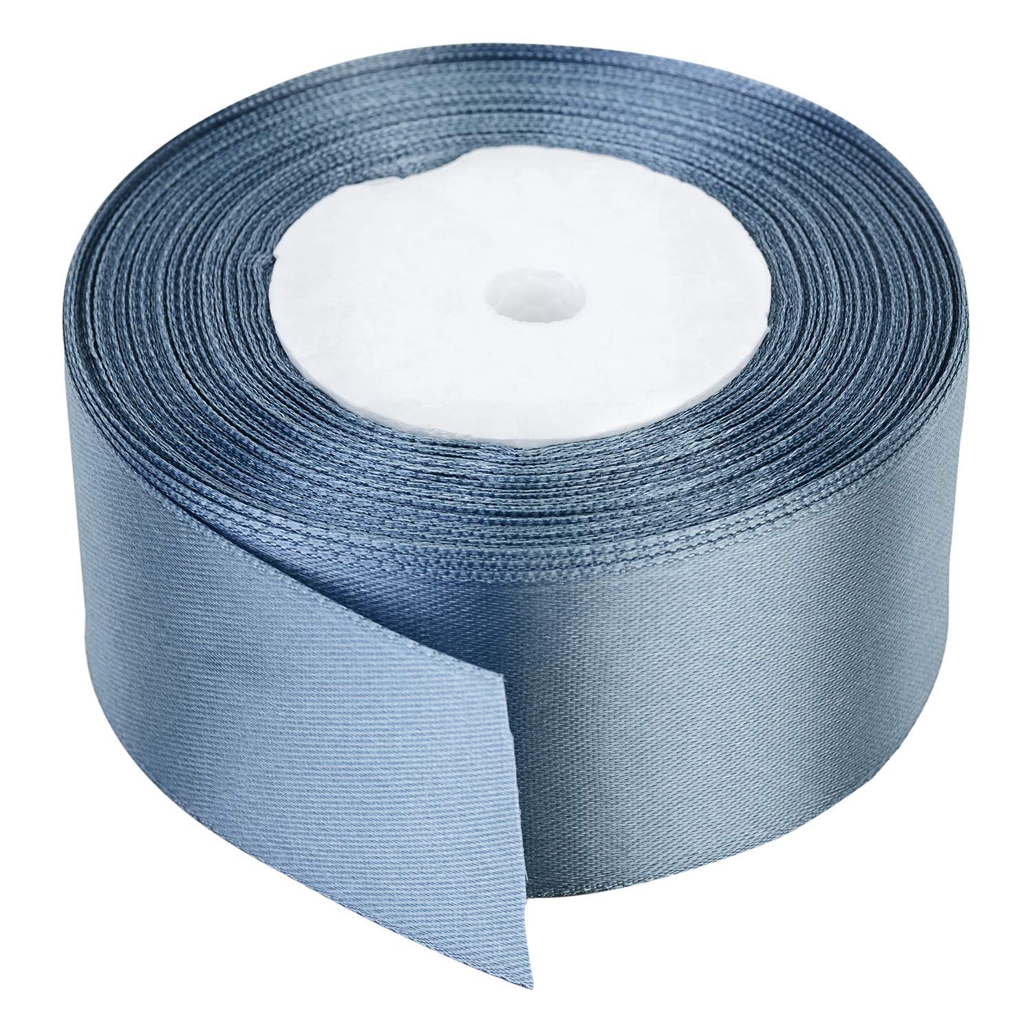 Trimming Shop 40mm Double Sided Satin Ribbon 25 Metres Roll - 100% Polyester Craft Ribbon for Gift Wrapping, Bow Making, Sewing, Wedding Decoration, Hair Accessories & DIY Crafts, Dark Silver