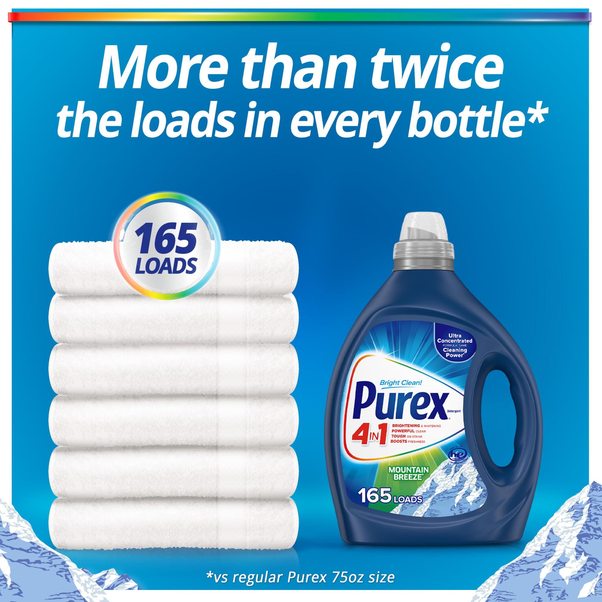 Purex Liquid Laundry Detergent, Ultra Concentrated, Mountain Breeze, 82.5 Ounce, 165 Loads