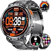 LIGE Smart Watches for Men with 730mAh Battery, 1.85" HD Smart Watch with Flashlight/Make/Answer Call/120+Sports Mode Fitness Tracker/Sleep Monitoring, iOS Android Waterproof Military SmartWatches