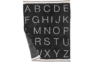 Barefoot Dreams, Unisex, CozyChic® Alphabet Stroller Blanket (Infant), Carbon/Cream, Baby