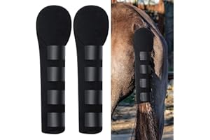 Eccliy 2 Pcs Horse Tail Wrap Protector Adjustable Touch Fasteners Non-Slip Horse Care Tail Bag Guard Accessories for Show and Stable Use, Black